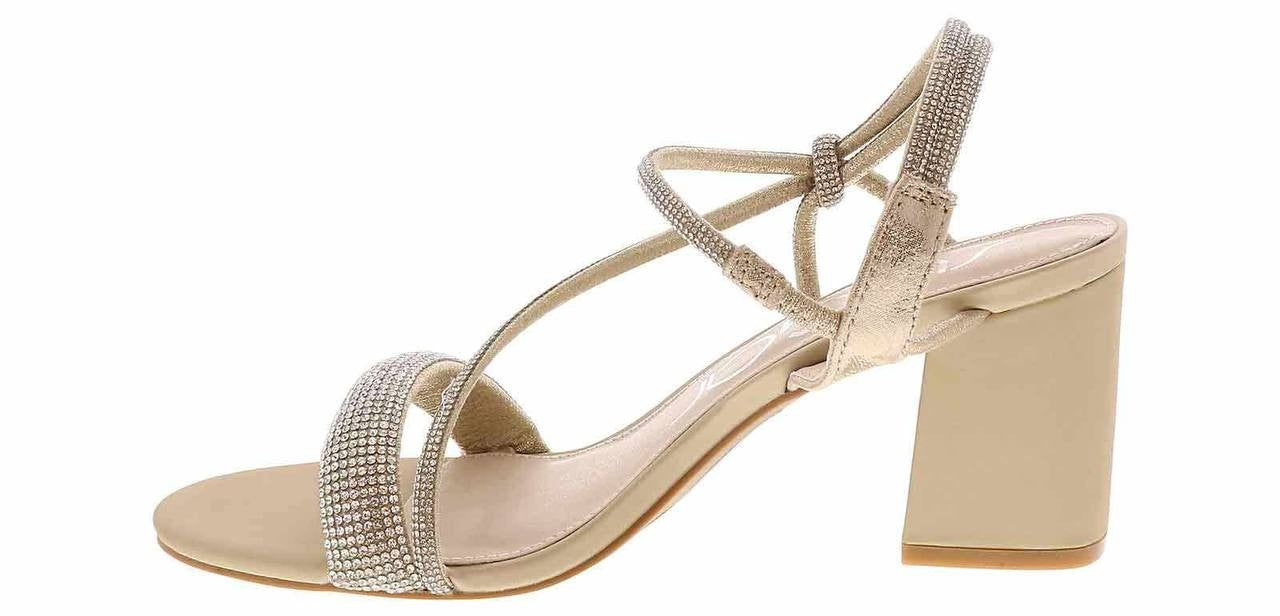 Sugar Neeve Dress Sandals 7.5M Champagne Satin Block Heel NIB msrp$59.99