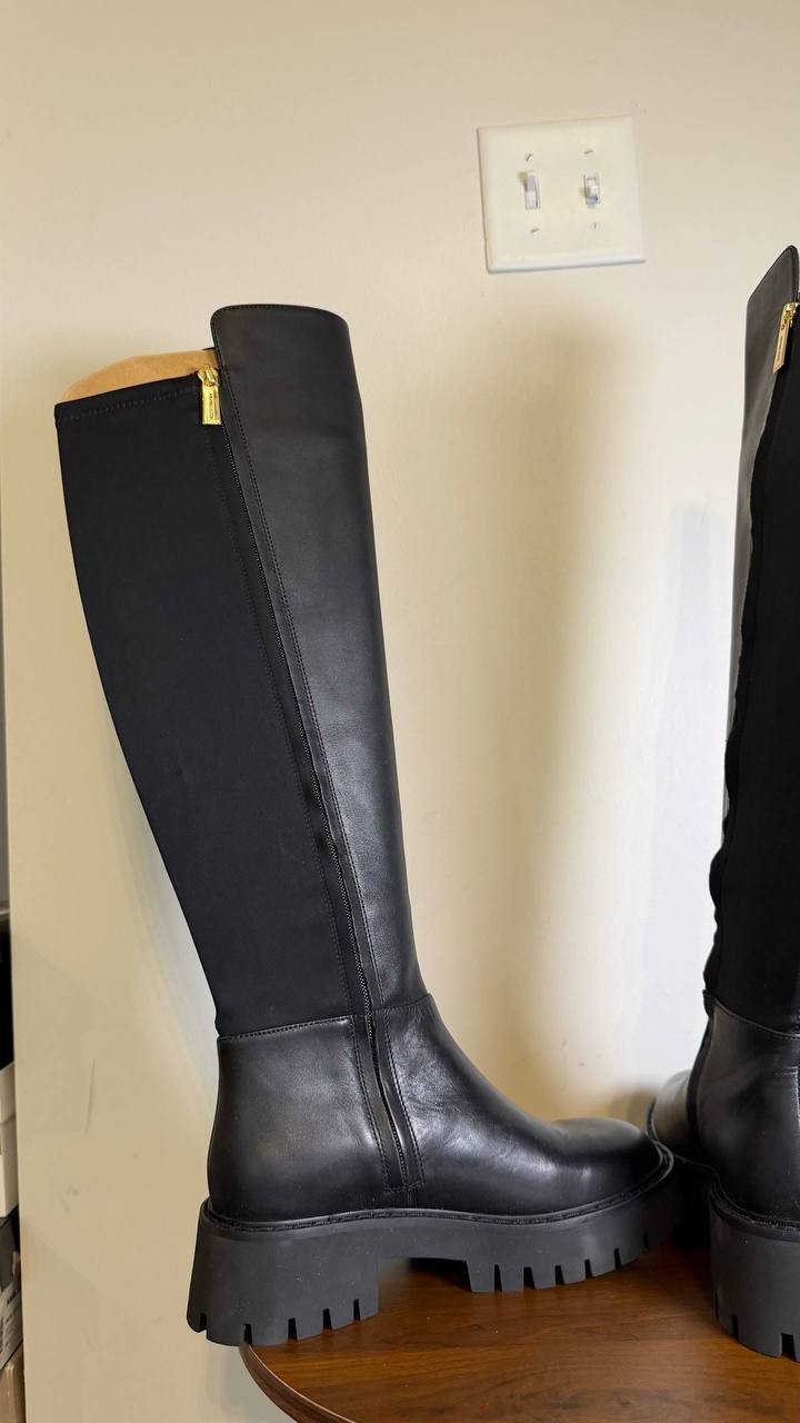 Michael Michael Kors Black Leather Tall Boots 6.5M New Box MSRP 358