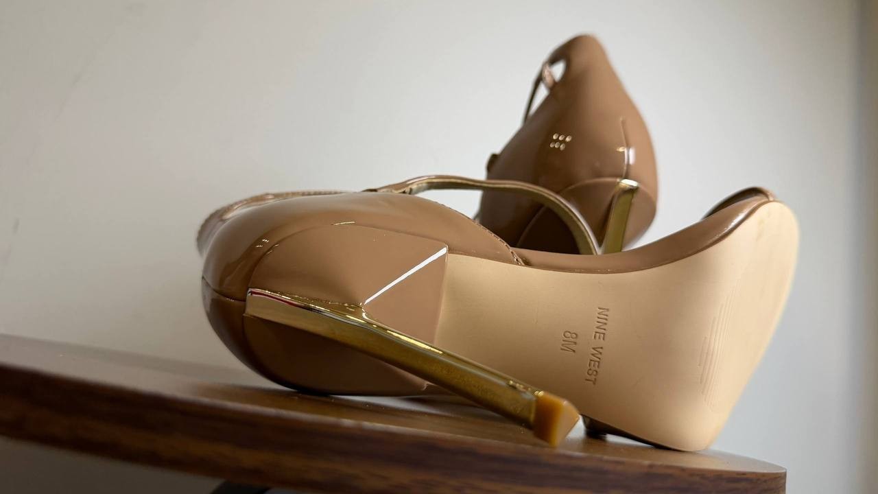 Nine West Natural Man‑Made High Stiletto Sandals 8M New in Box MSRP $109