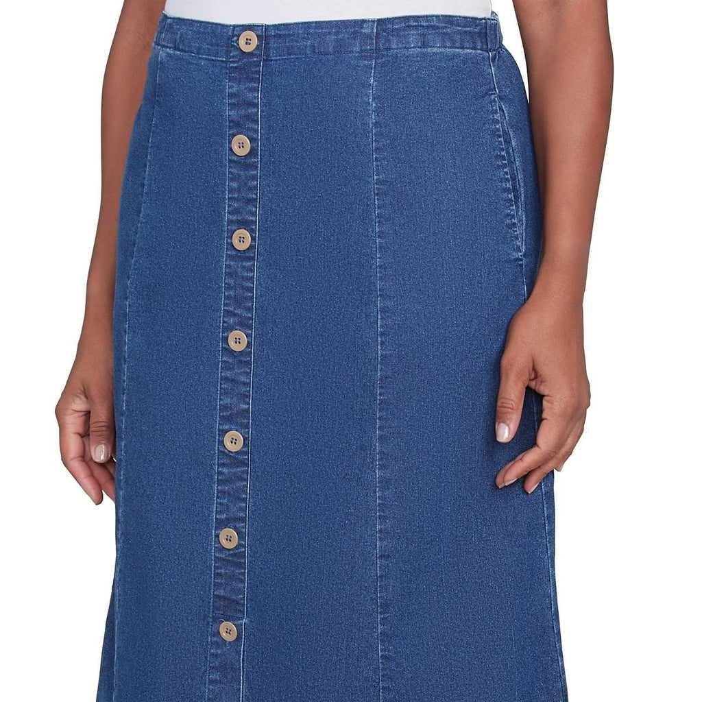 Alfred Dunner Paneled Full Length Denim Skirt Medium Denim 18 $59.50 NWT