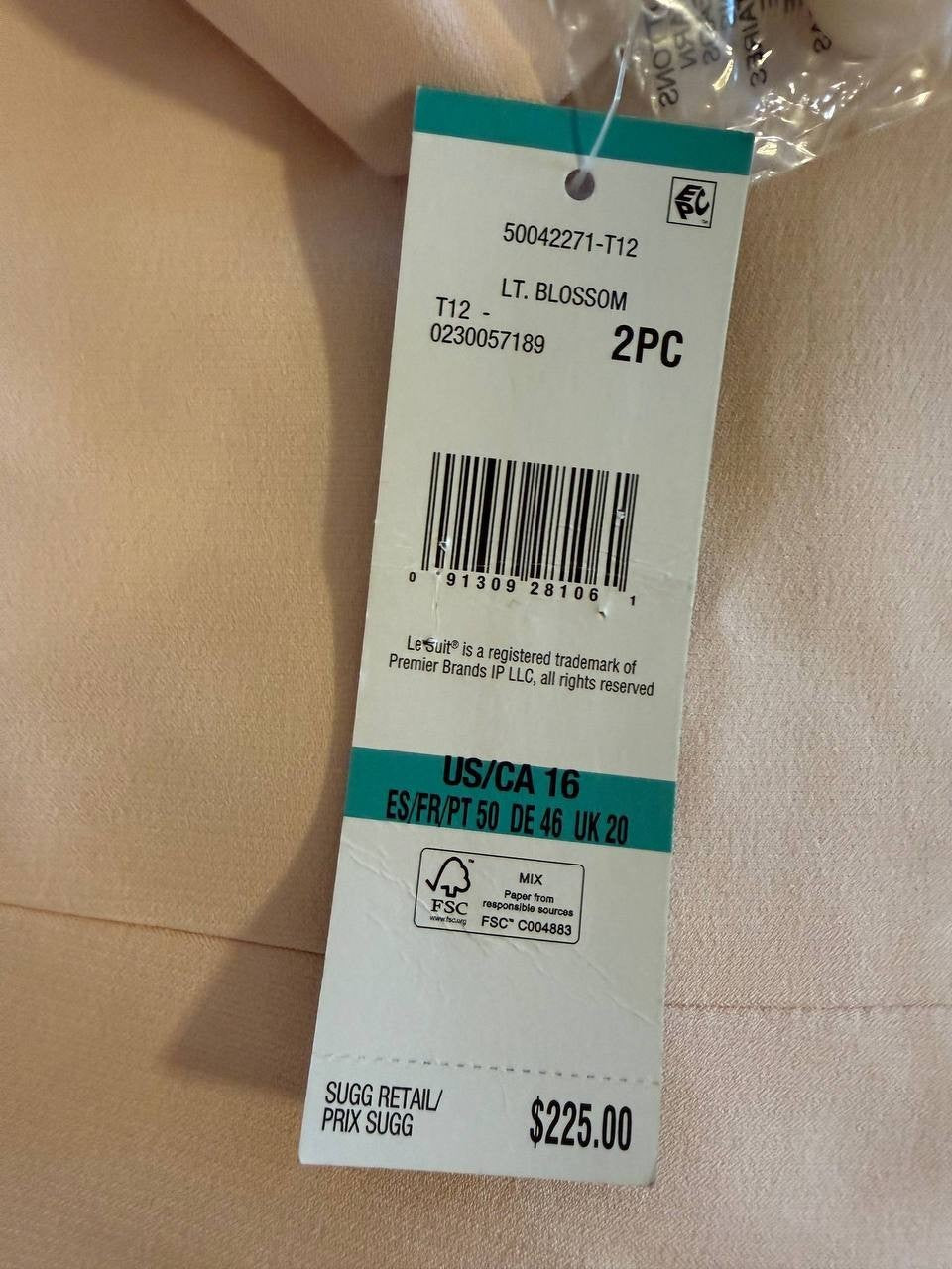 Le Suit Petite Single‑Button Blazer & Pant Suit – Size 16–Light Pink–NWT –$225