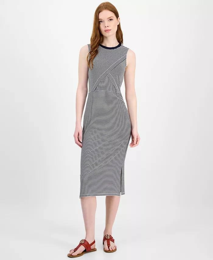 Tommy Hilfiger Striped Crossover Midi Dress – Size XL – NWT – $79.50