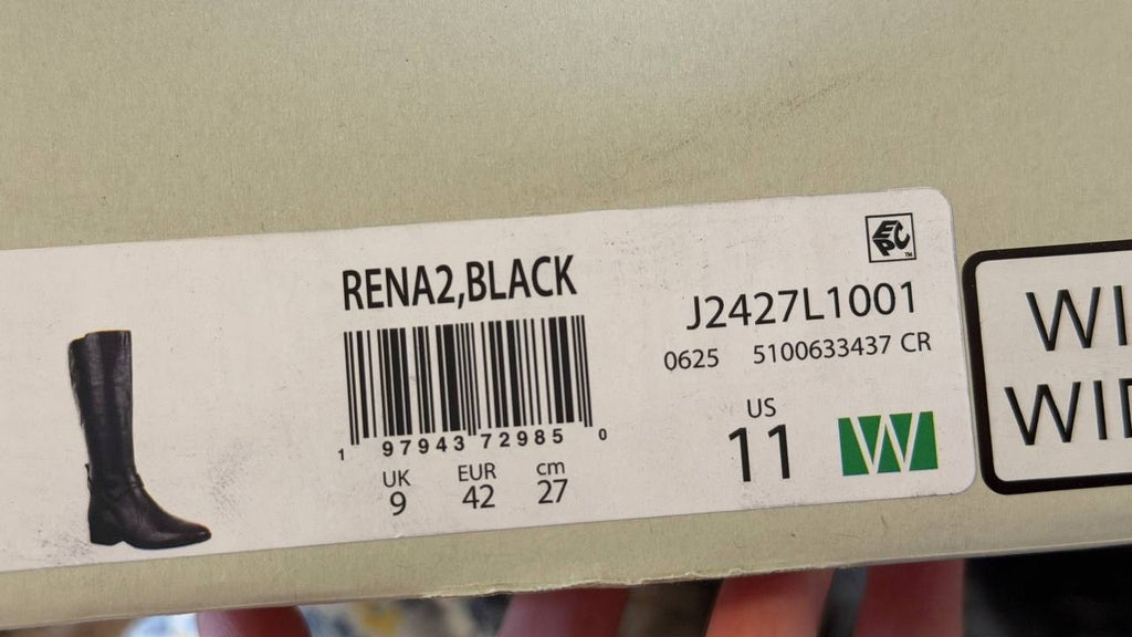 Naturalizer Rena 2 Boots 11W Black Leather Wide Calf Riding Style NIB msrp$325