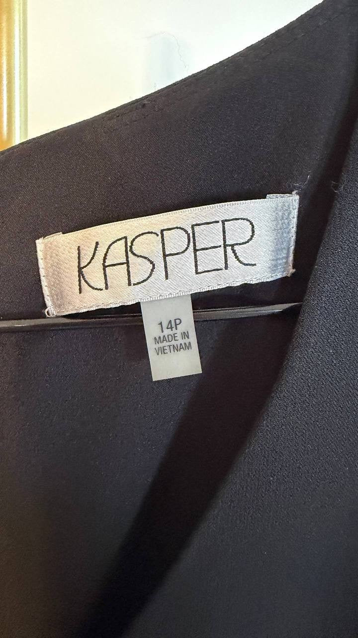 Kasper Women’s Sleeveless V‑Neck Belted Sheath Dress Black Size 14P NWT $79