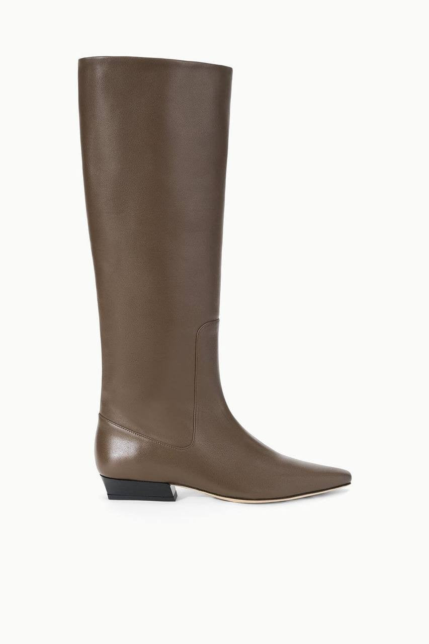 Staud Truffle Leather Flat Boots 36 New in Box MSRP $495