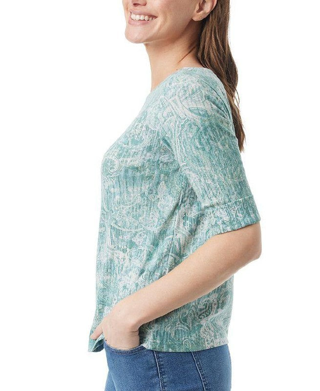 Gloria Vanderbilt Alanis Summer Swirl Paisley Top – BLUE – Size XS–NWT – MSRP$30