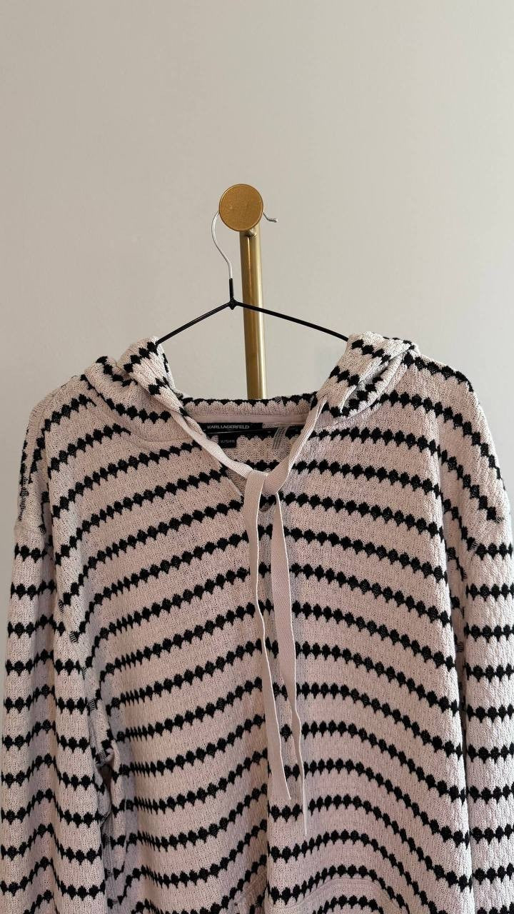 Karl Lagerfeld Paris Men’s Jacquard Striped Hoodie Relaxed Fit XL $119 NWT