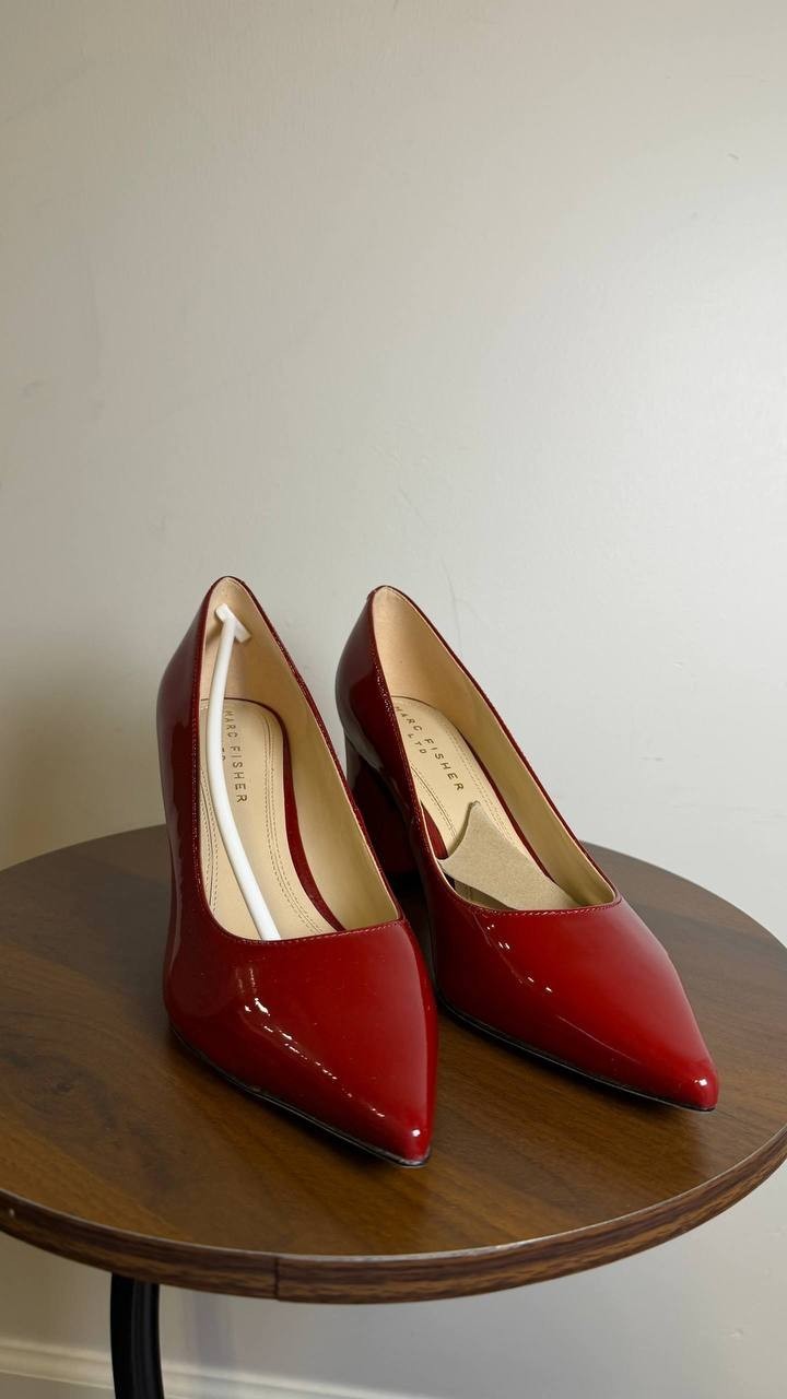 Marc Fisher LTD Dark Red Patent Leather Block Heel Pumps Size 7.5M NIB $165