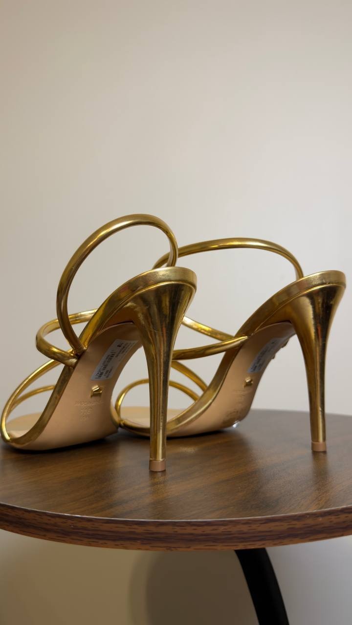 Arezzo High Stiletto Sandals Gold 11 B Pre-Owned $119.00
