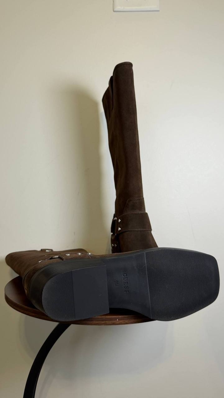 Guess Dark Brown Suede Western Moto Boots 9M New in Box MSRP $229