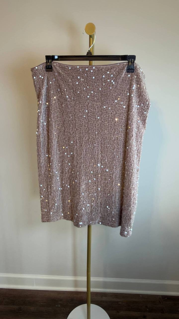 Donna Karan NY Sequined Pencil Skirt Beige XL NWT $139