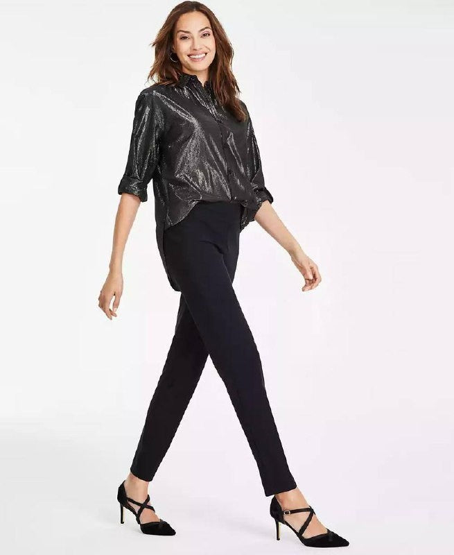 Gloria Vanderbilt Pull‑On Tummy‑Control Slim Trousers 8 NWT Black MSRP $44