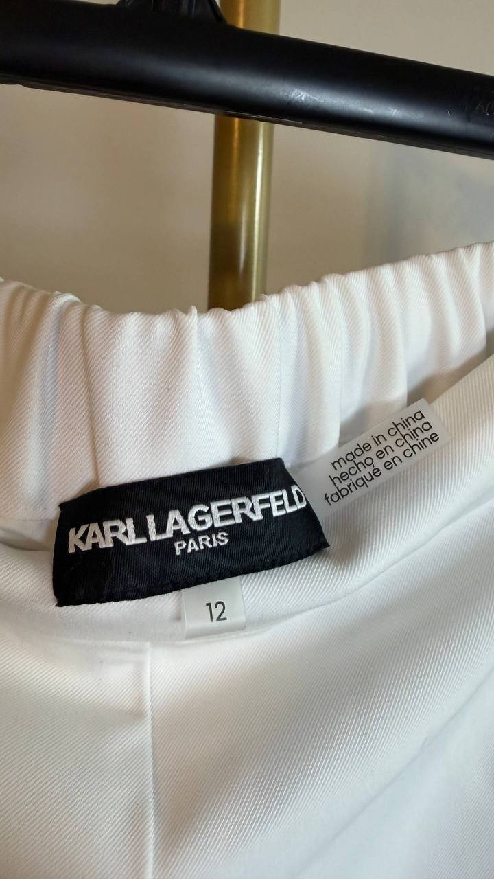 Karl Lagerfeld Paris Floral-Hem Pants Soft White 12 NWT $149