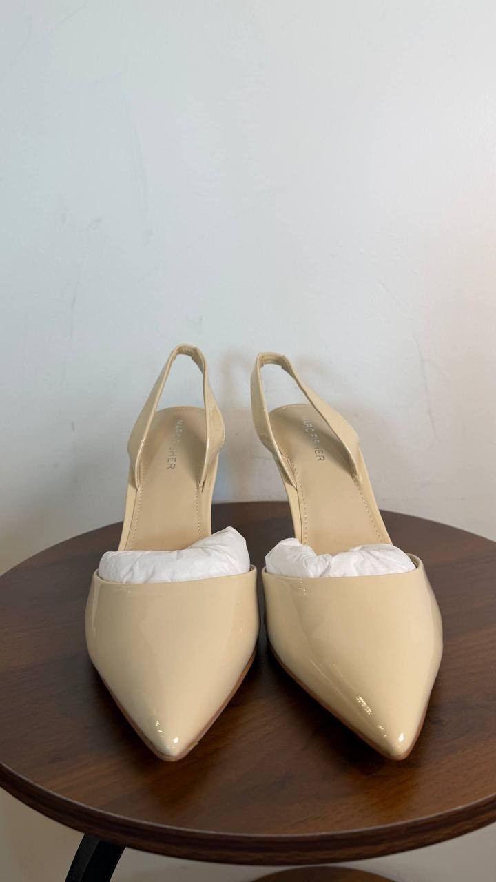 Marc Fisher Hadya Women’s Slingback Pump Ivory 9.5M Faux Leather $88.99 NWB