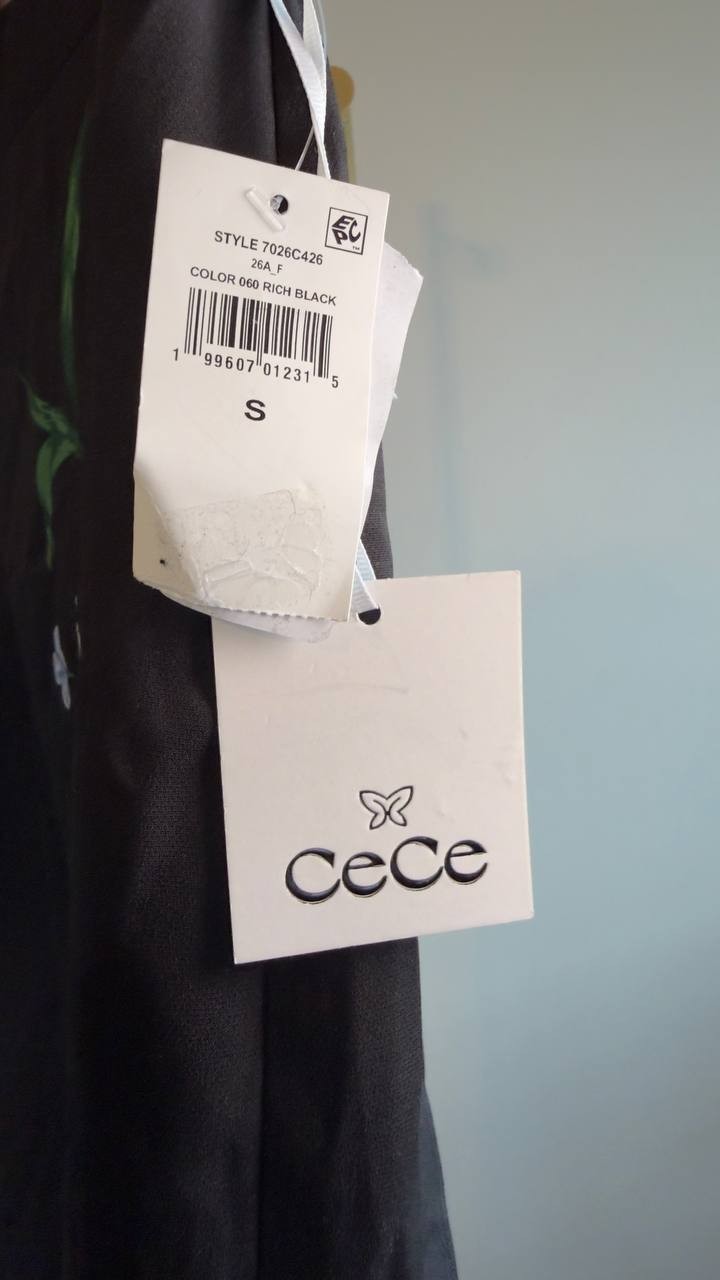 CeCe Floral Print Pull‑On Midi Skirt S Reach Black NWT $99