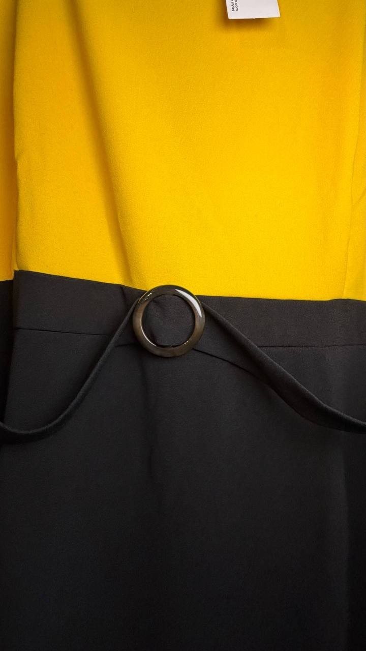 NY Collection 2‑Piece Colorblocked Dress Set Black Lemon 18W NWT $46.99