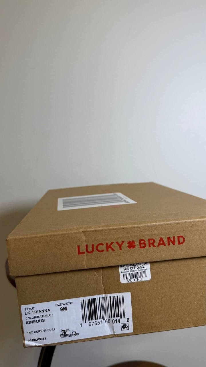 Lucky Brand Espadrille Sandals 9M Igneous Leather – New in Box MSRP $89