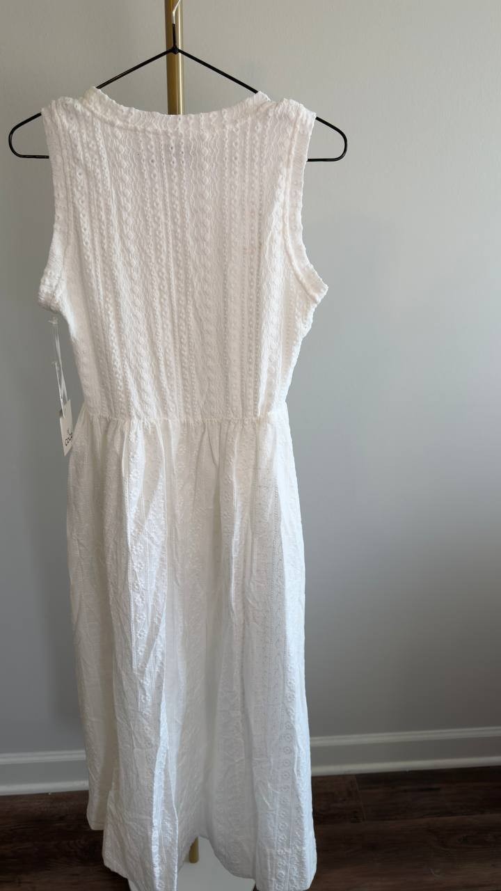 CeCe Sleeveless Crewneck Midi Dress New Ivory XS NWT $99