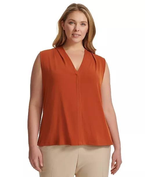 Calvin Klein Plus V-Neck Sleeveless Top – Size XL – NWT – Mocha
