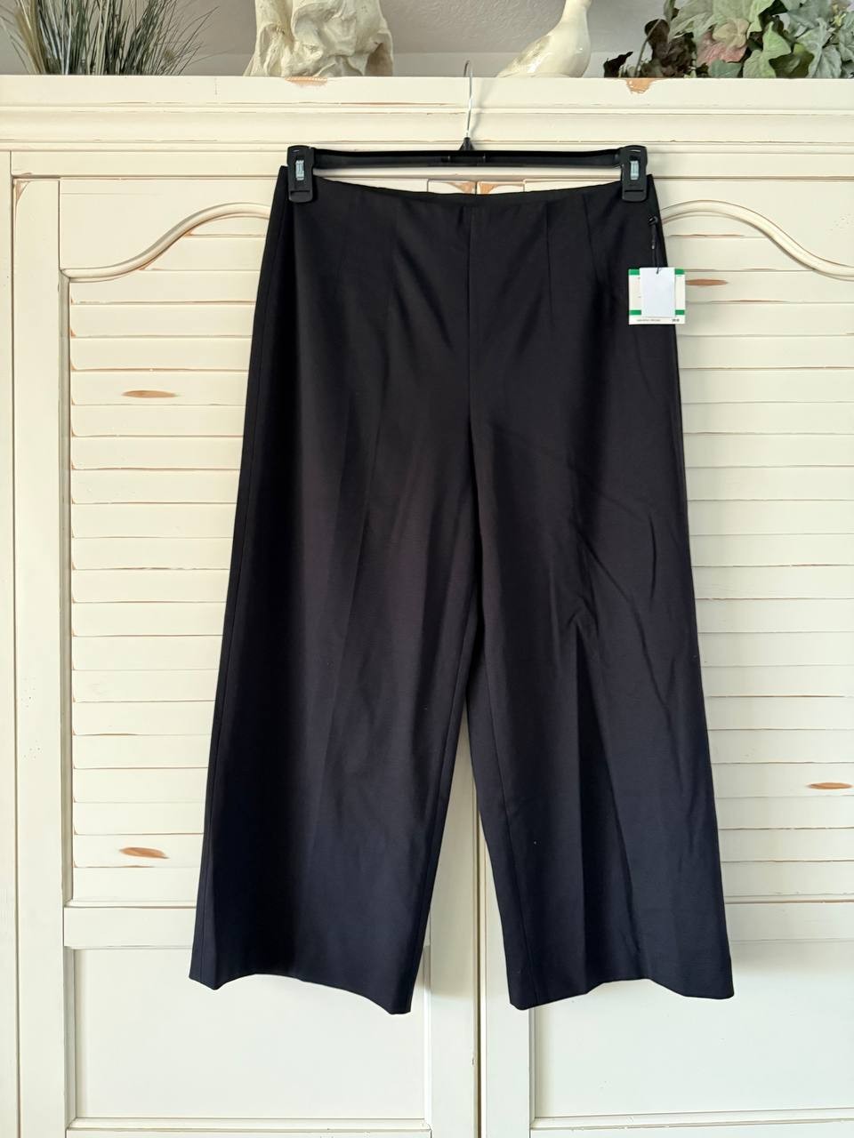 Anne Klein High Waist Pull-On Wide Leg Pants Size L Black NWT $89
