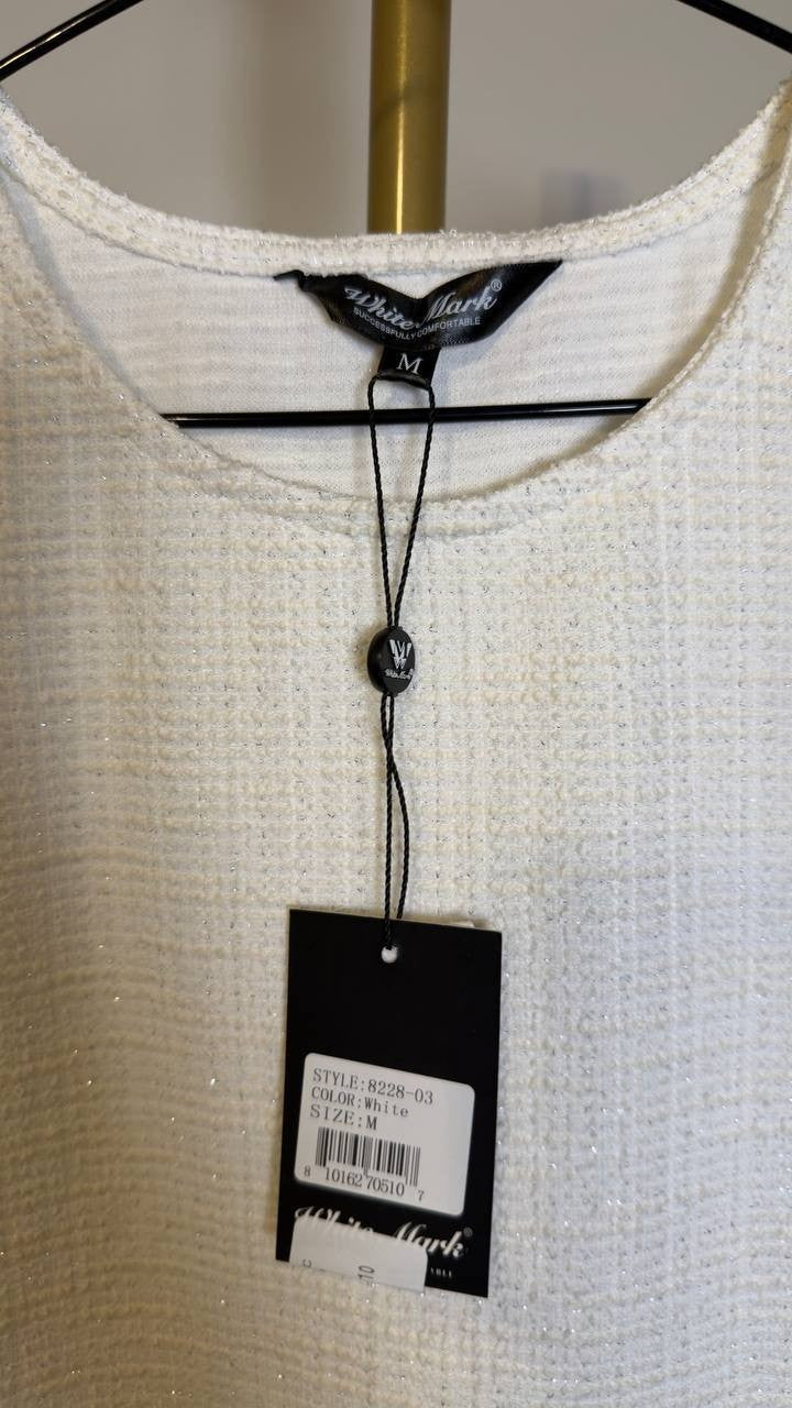 White Mark Women’s Tweed Fit & Flare Sleeveless Dress White M NWT $88