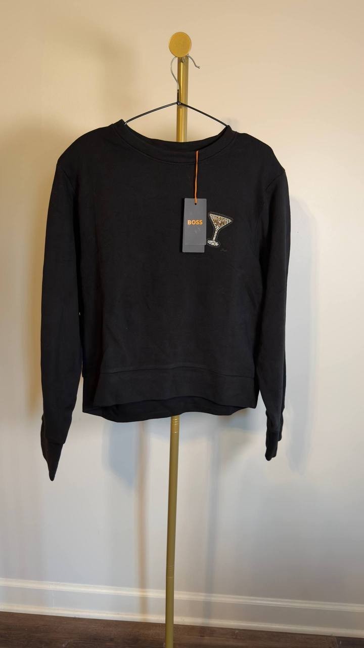 BOSS Orange Martini Appliqué Cotton Sweatshirt Black XL NWT $129