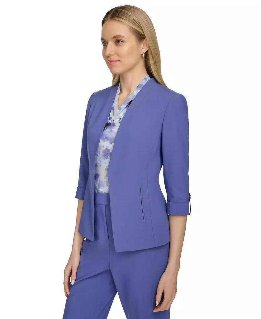 Calvin Klein Women’s Petite Stand‑Collar Open‑Front 3/4‑Sleeve Jacket (Size 2P,