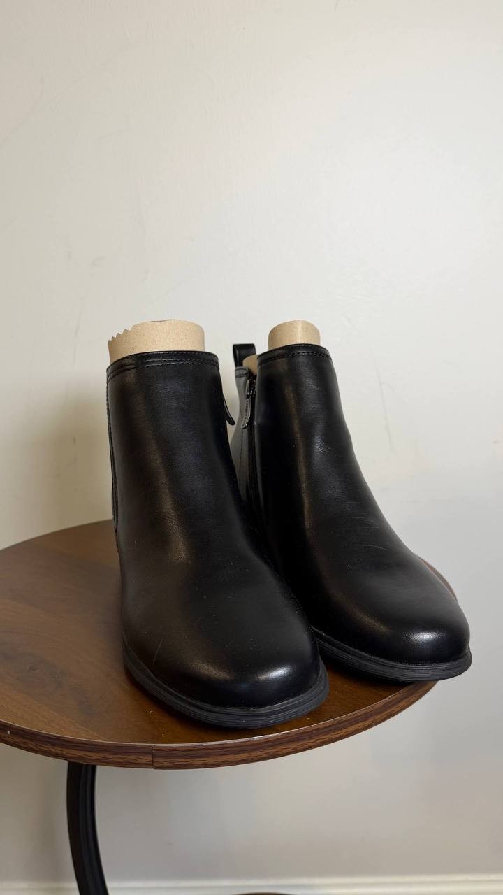 Easy Spirit Yuna Round Toe Wedge Booties Black Women’s 9M NWOB $99