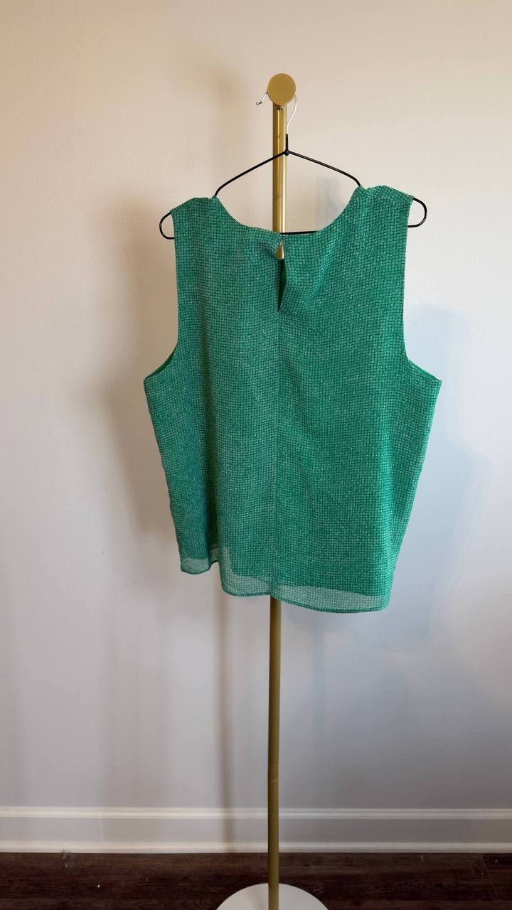 Calvin Klein Printed Chiffon Sleeveless Top Green XL NWT $79