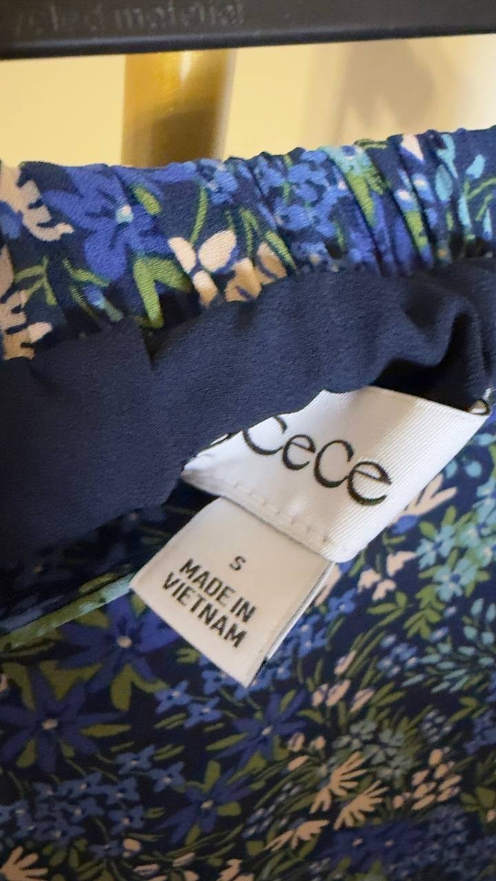 CeCe Women’s Smocked Ruffle Detail Mini Skirt Blue Floral S NWT $69