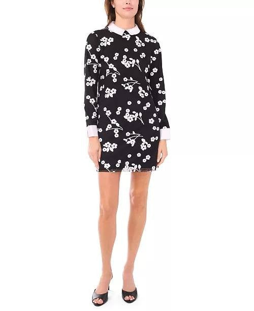 CeCe Women’s Sequin Floral Mini Dress Long Sleeve Reach Black XL NWT $119 