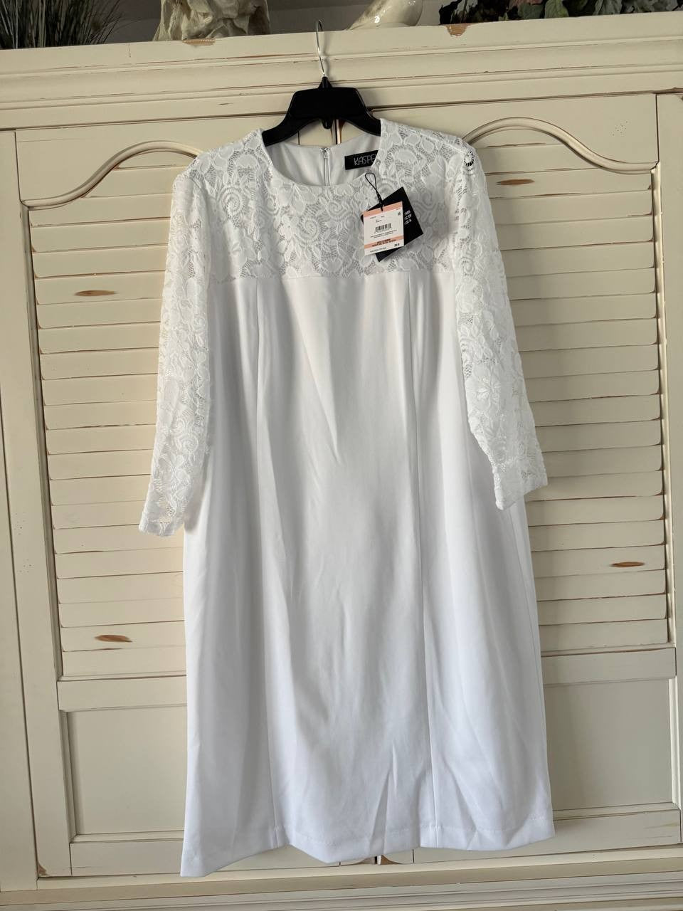 Kasper Yoke Sheath Dress 2X White Sleeveless Career Classic NWT MSRP $99