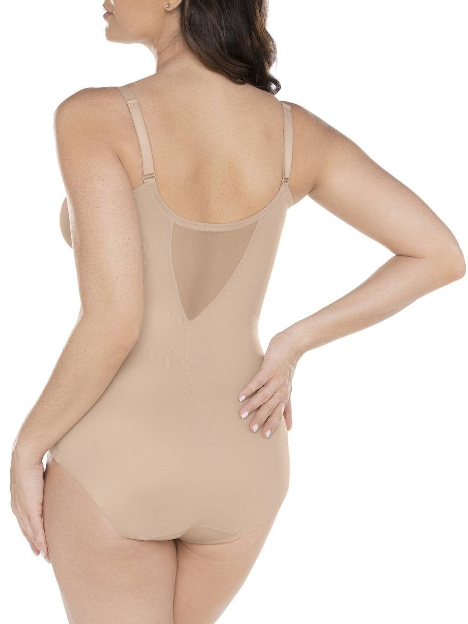 Miraclesuit Sheer Shaping Bodysuit Nude 36D Shapewear One-Piece Underwired