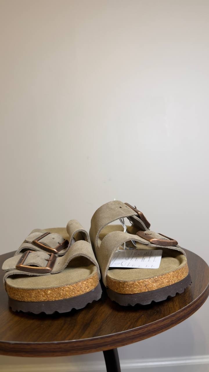 Birkenstock  Taupe  Slide  Sandals  8  New  With  Box   $155