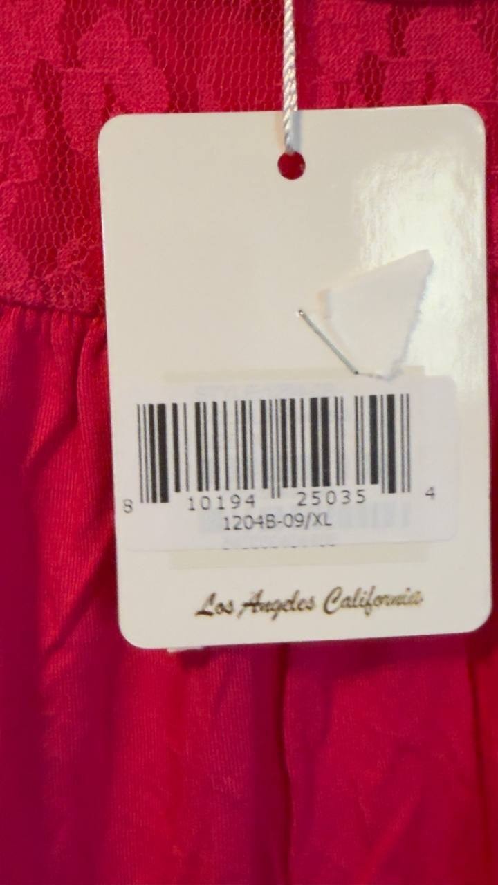 White Mark Cold Shoulder Lace Trim Knit Top Fuchsia XL NWT $60
