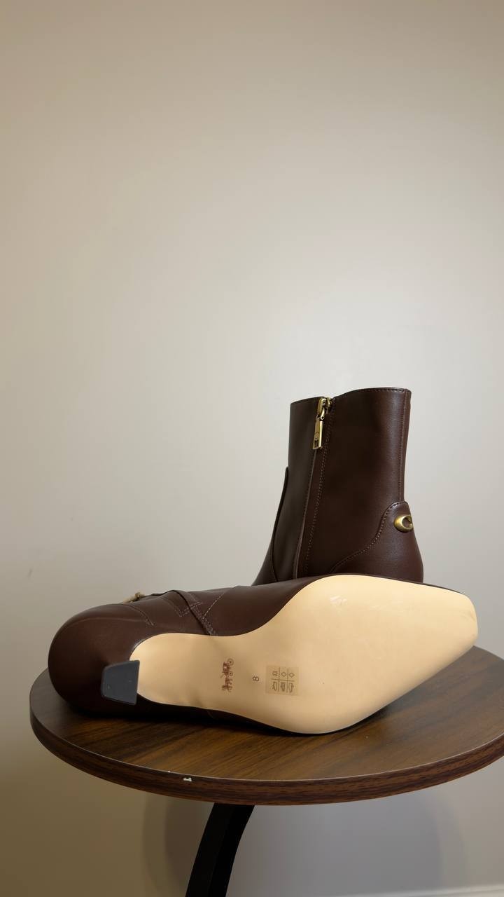 Coach Kitten Heel Booties Brown 8 B New $250.00