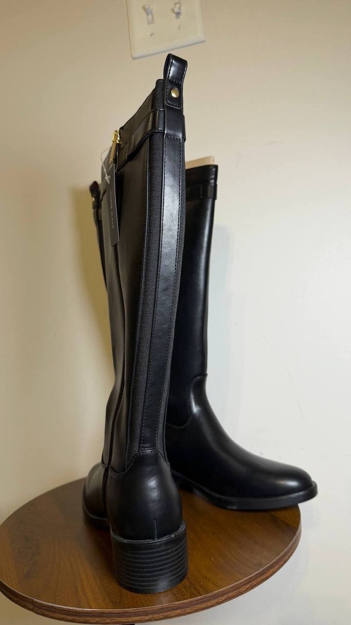 Tommy Hilfiger Iviann Tall Riding Boots Black 7.5M Almond Toe NWB $159