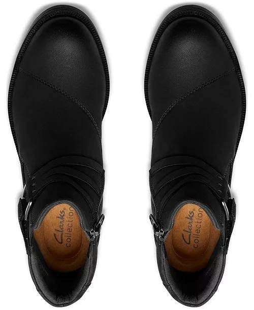 Clarks  Adalynn  Faye  Ankle  Booties  Black  Nubuck  8M  New  With  Box  $130