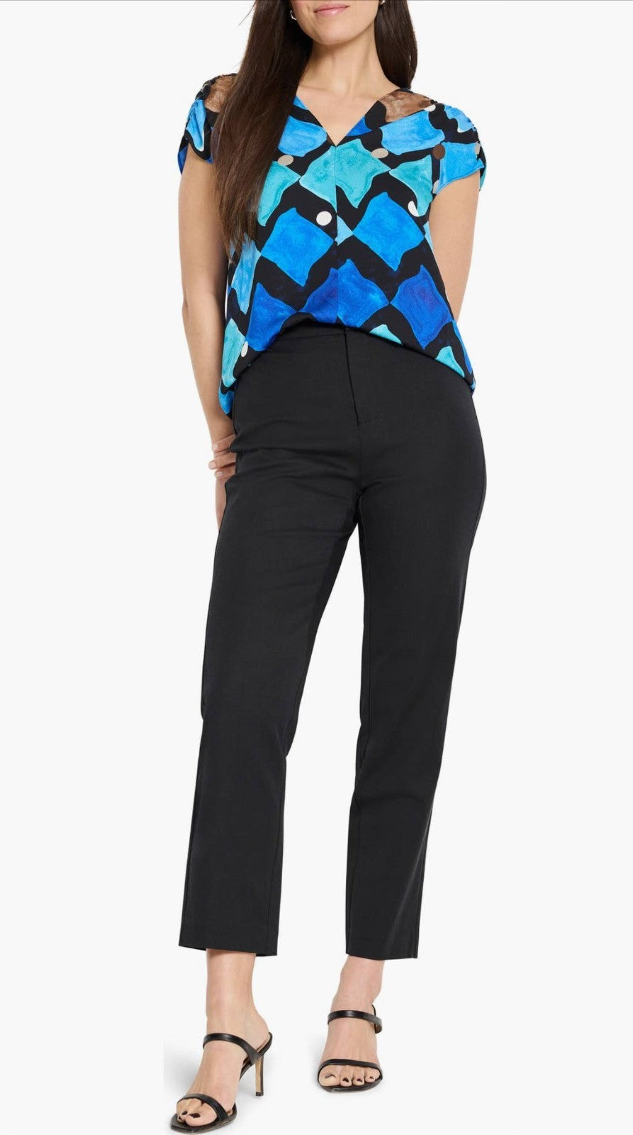 NIC+ZOE Women’s Sea Glass Print Top Blue Multi $158 NWT