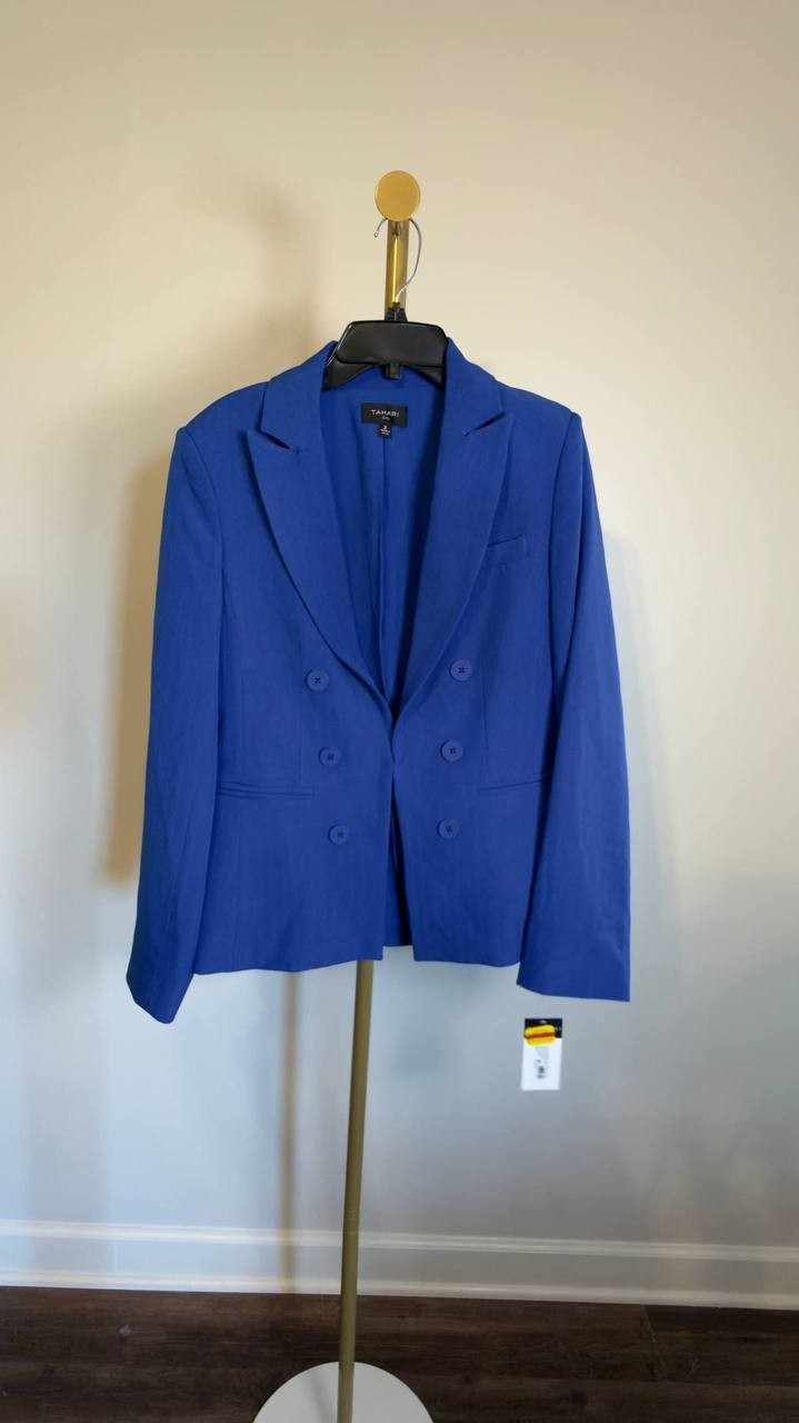 Tahari ASL Faux Double Breasted Jacket New Royal Blue 2 NWT $139