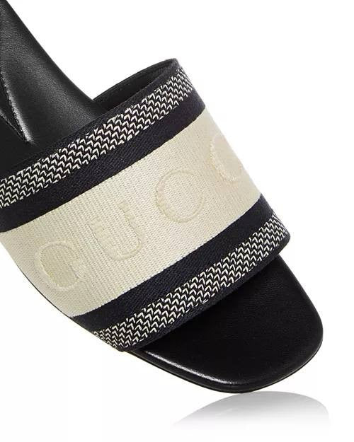 Gucci  Slide  Sandals  White/Black  35  Pre‑owned 