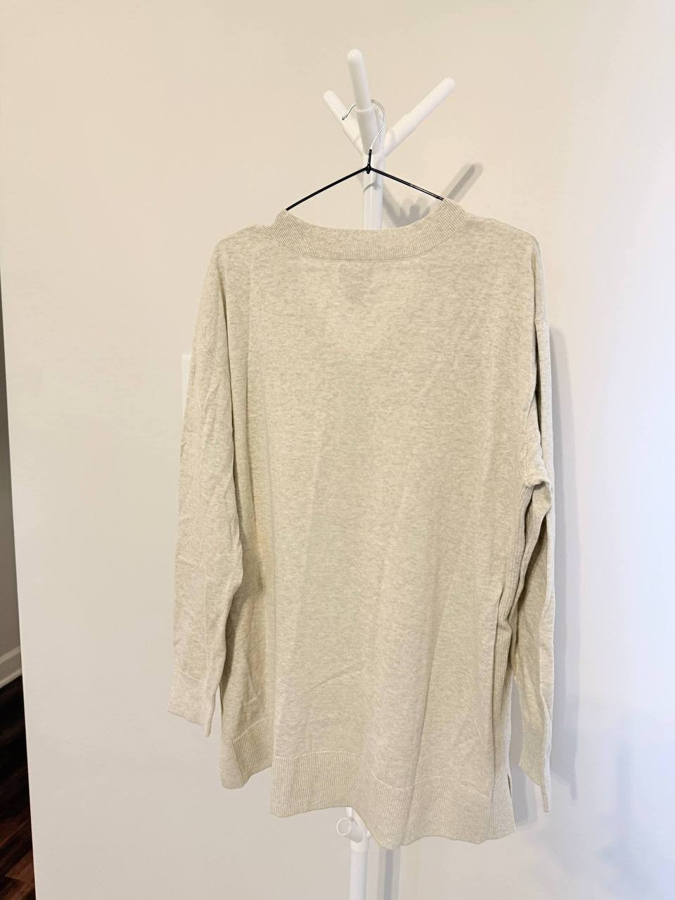 Lands’ End 100% Cotton V-Neck Sweater– Light beige – Size XL – NWOT