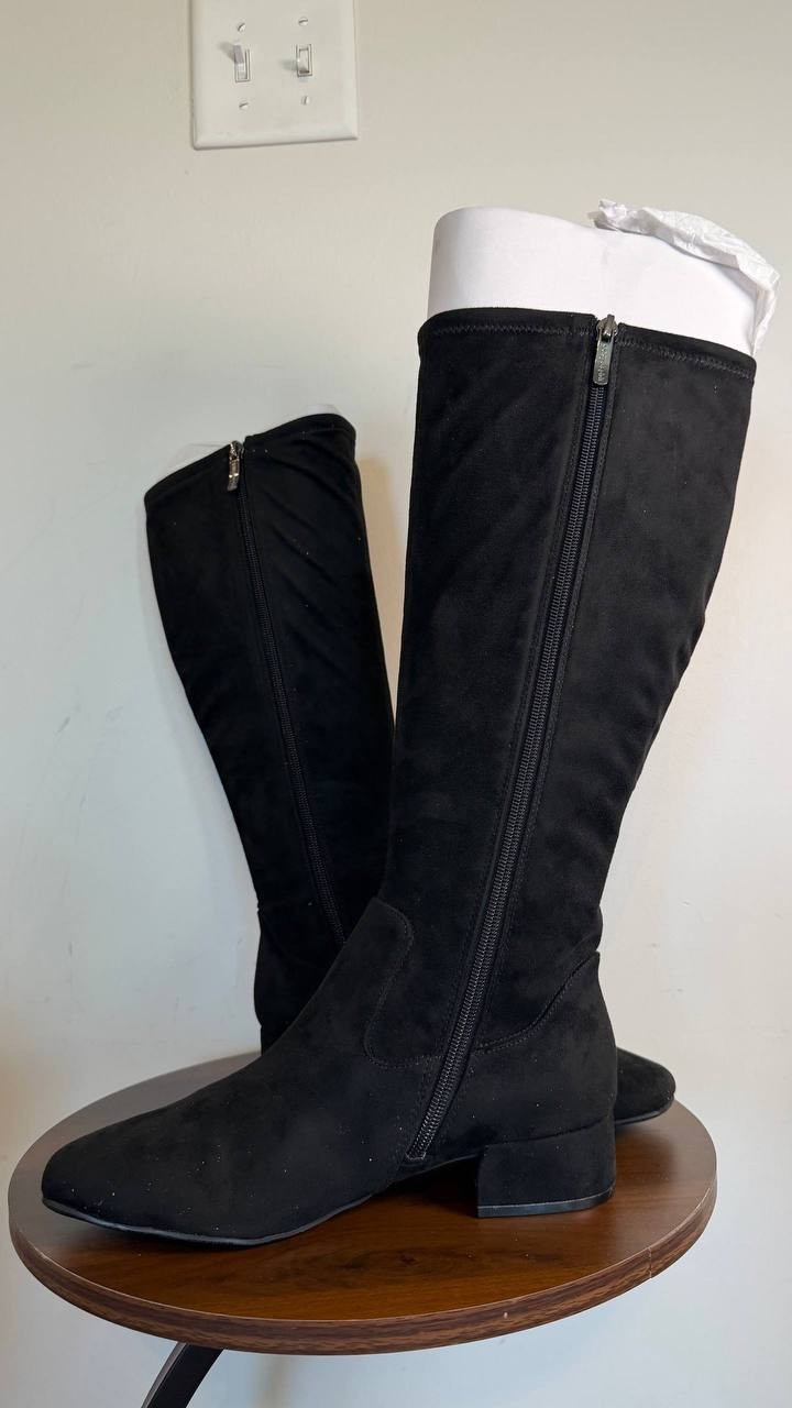 Easy Spirit Danilyn Women’s Tall Block Heel Boots Black 7M Textile $159 NWB