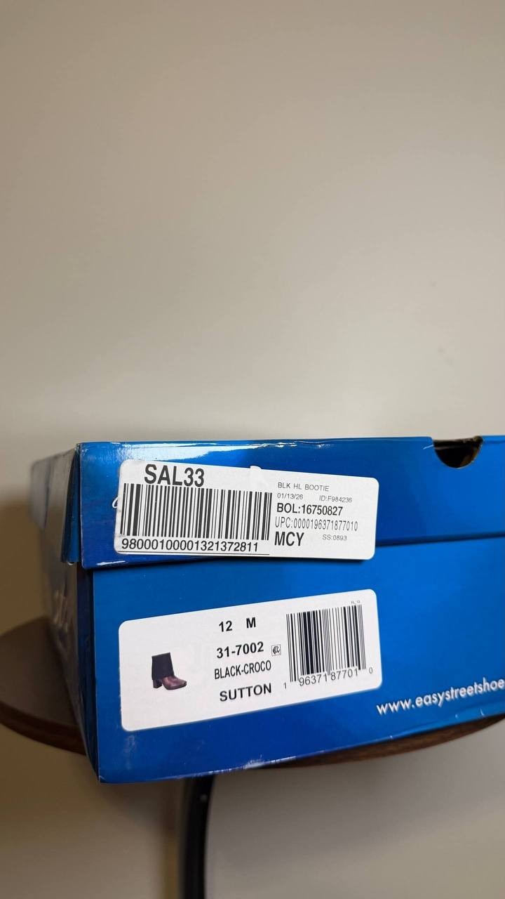 Easy Street Black Man‑Made Ankle Boots 12M NIB MSRP $100