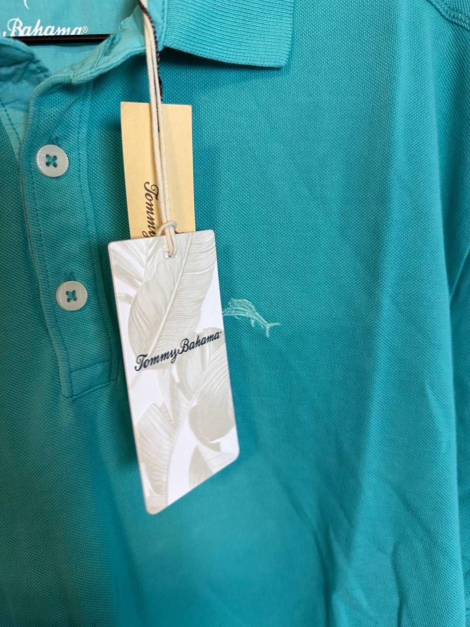 Tommy Bahama Solid Cotton Lookout Polo Shirt Cabo Teal L NWT $90