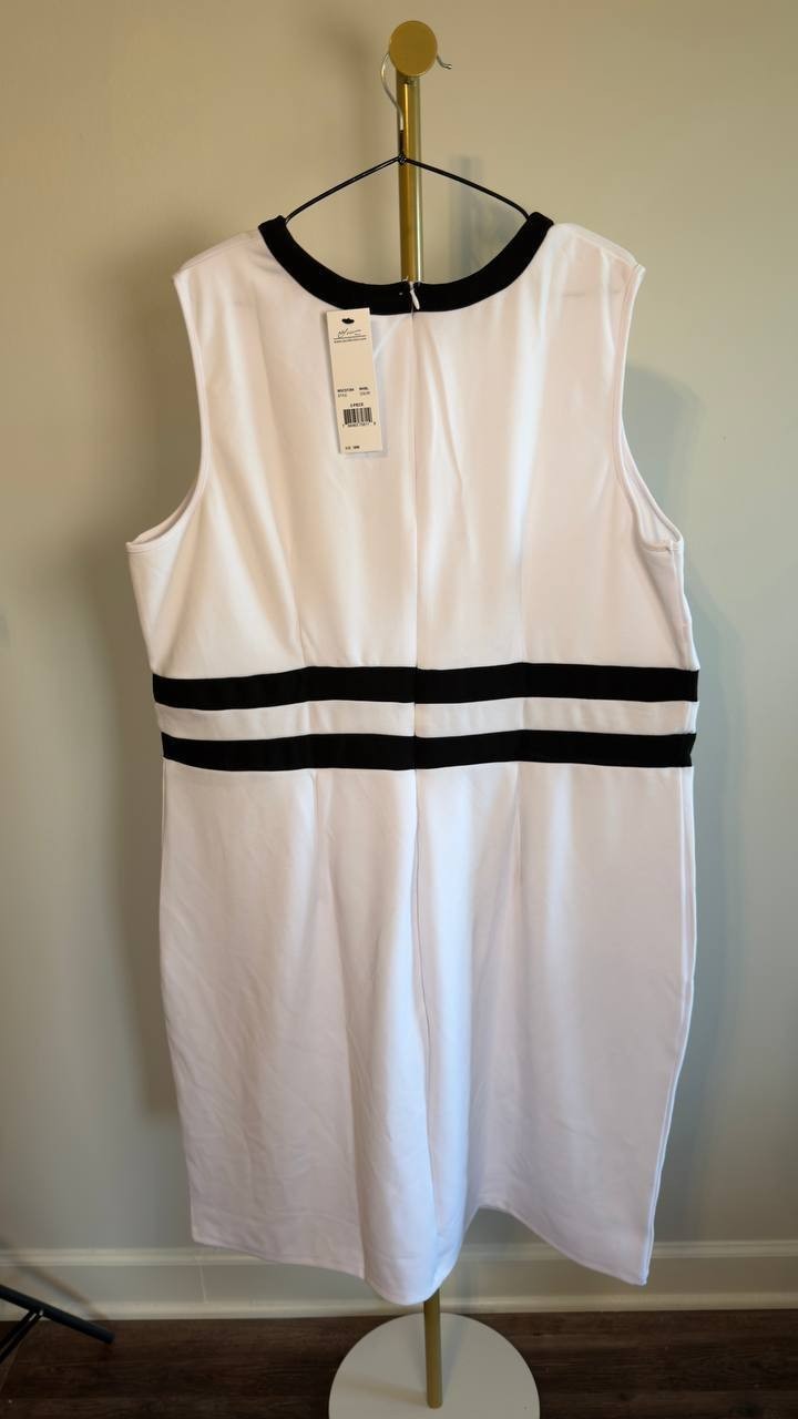 NY Collection Plus Size Colorblocked 2‑Piece Dress Set White 18W NWT $49