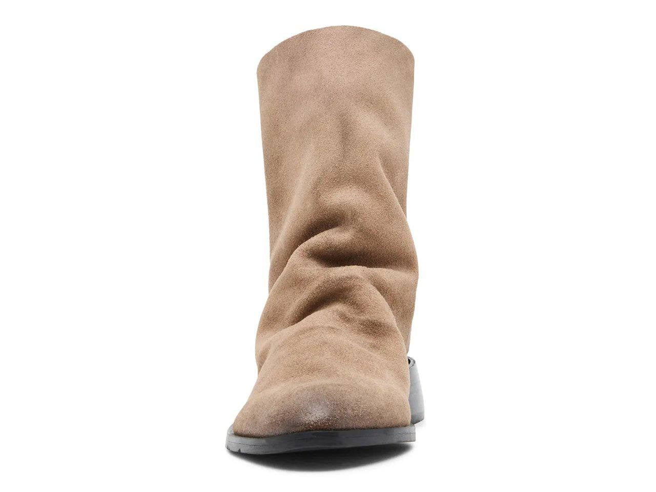 Steve Madden Nexie Bootie Taupe Suede 6.5M Block Heel Back Zip $159.99 NWB
