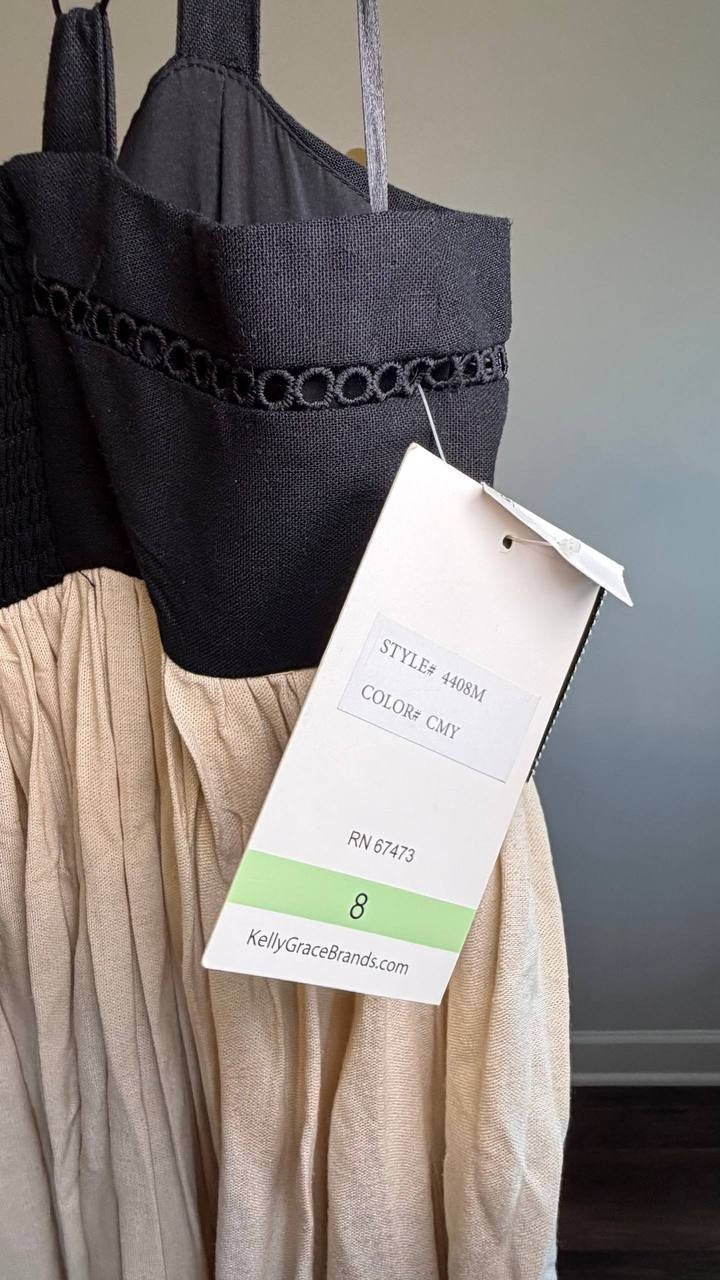 Taylor Sleeveless Empire‑Waist Dress Cream/Onix 8 NWT $138
