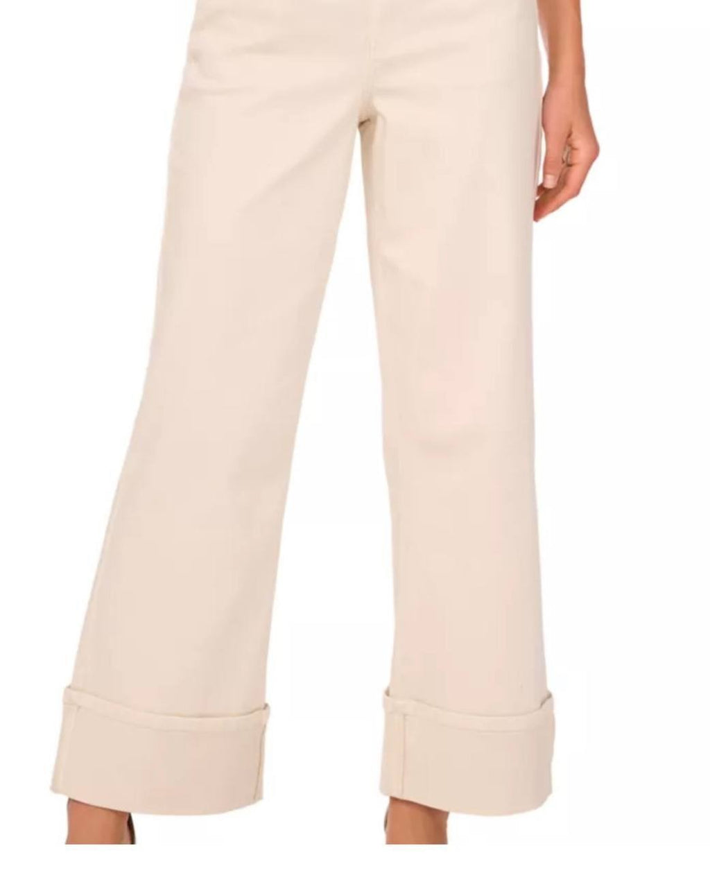 1.State Denim Roll‑Up Cuff Wide‑Leg Jeans New Ivory 14 NWT $109