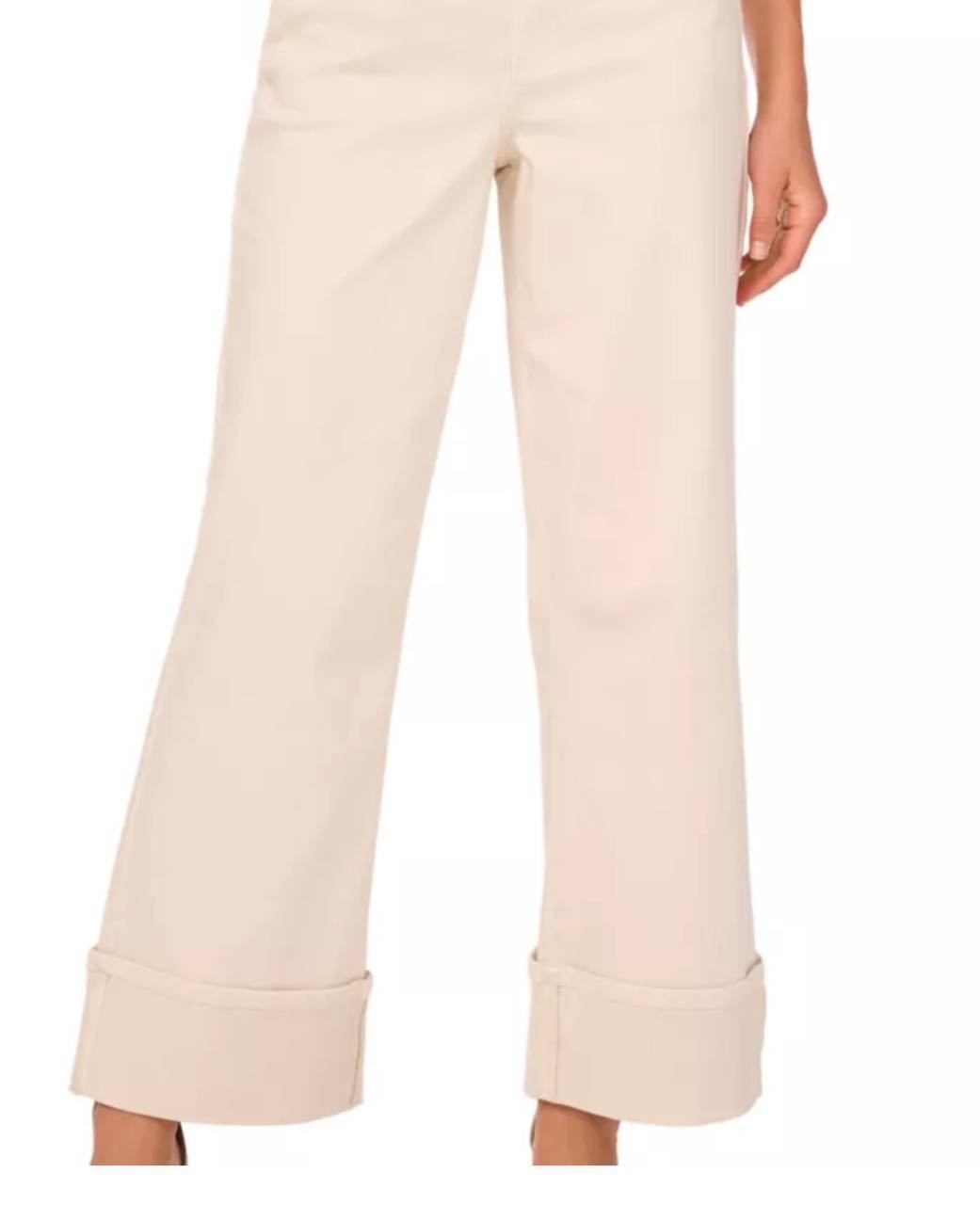 1.State Denim Roll‑Up Cuff Wide‑Leg Jeans New Ivory 14 NWT $109